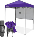 EAGLE PEAK 6x4 Instant Pop Up Canopy Tent with 1 Half Wall Panel, Straight Leg Sun Shelter, Portable Canopy with Carry Bag for Camping, Beach & Sports, Purple