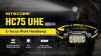 Nitecore HC75 UHE + 2X Extra NL2153HP HC75 UHE Rechargeable E-Focus Spotlight Floodlight Headlamp 192m Beam -3000 Lumens (Upgrade of HC68) w/ 2X Extra Battery and Eco Sensa USB-C Charging Cable