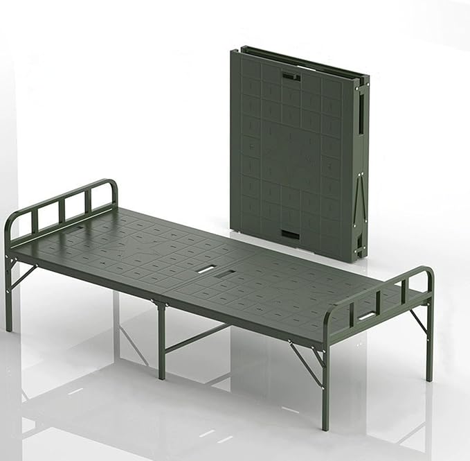 Steel Folding Camping Cot Outdoor Metal Beds Folding Bed,Single Bed Frame Metal Bunk Bed with Mattress Bedroom Furniture