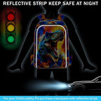17" Dinosaur Backpack for Boy, 3Pcs Fire Bookbag for Elementary Preschool Kindergarten, Kids School Backpacks with Lunch Box (Red)
