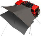 TIMBER RIDGE 19x9.8ft Retractable Car Awning with Blackout Coating, 186ft² Roof Rack Pull-Out Sun Shade Overland Camping, UPF50+ Waterproof Sun Shelter for Vehicle/Truck/Jeep/SUV/Van Tan