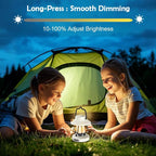 Kids Lantern with 3 Color Light & USB-C Rechargeable, Dimmable Camping Night Light for Children, Safe & Durable ABS Plastic Toddler Flashlight for Bedroom, Tent, Emergency (White)