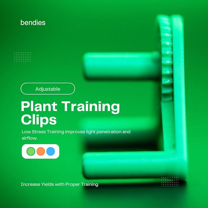 Bendies LST Plant Training Clips 15 Pack Blue - v2.0 Adjustable Low Stress Support Clips for Stem Bending, Grow Tent, Plant Ties & Gardening Accessories