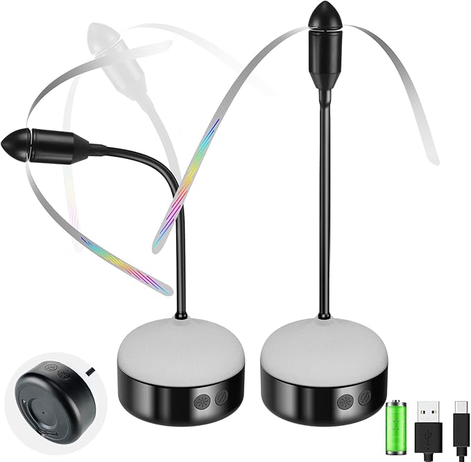 2 Pack Fly Fans for Tables Rechargeable, Indoor or Outdoor Use, Ideal for Camping, Party, Restaurant, Kitchen, and BBQ,with Tabletop and Hanging Hook Option.