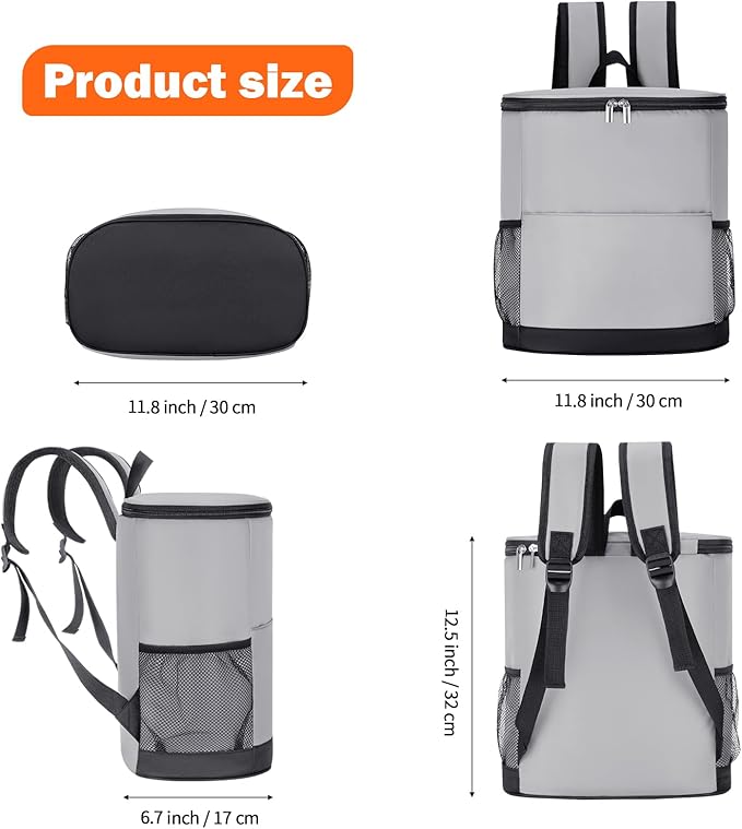 Insulated Cooler Backpack 30 Cans - Leak Proof Beer Backpack Lightweight Cooler Bag for Travel, Camping, Beach, Lunch