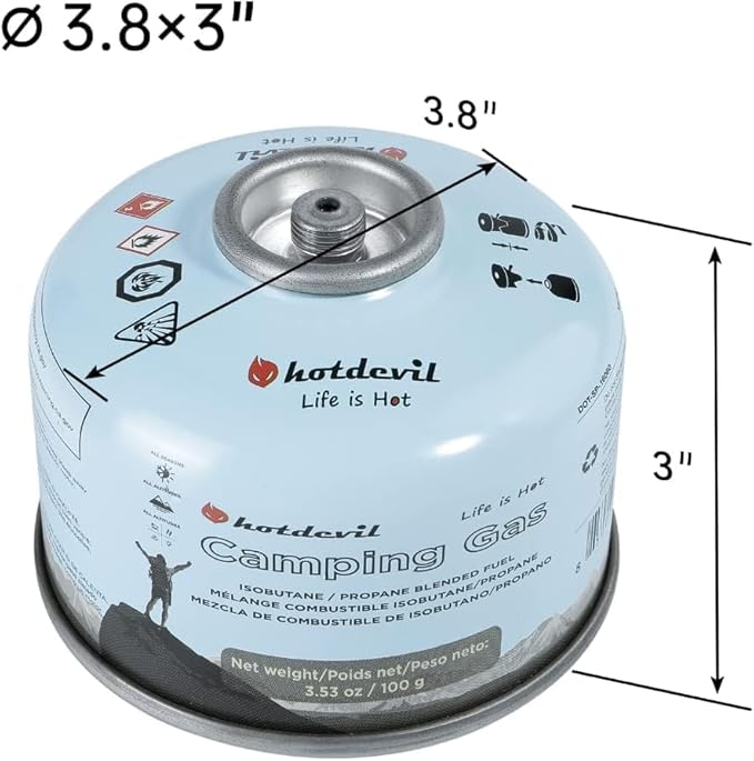 KOMAN Isobutane Fuel Canister 100 Gram Camping Stove Fuel Butane Propane Blend Camping Fuel Gas Canister Butane Fuel Canister Backpacking Stove Fuel (4 Pack)