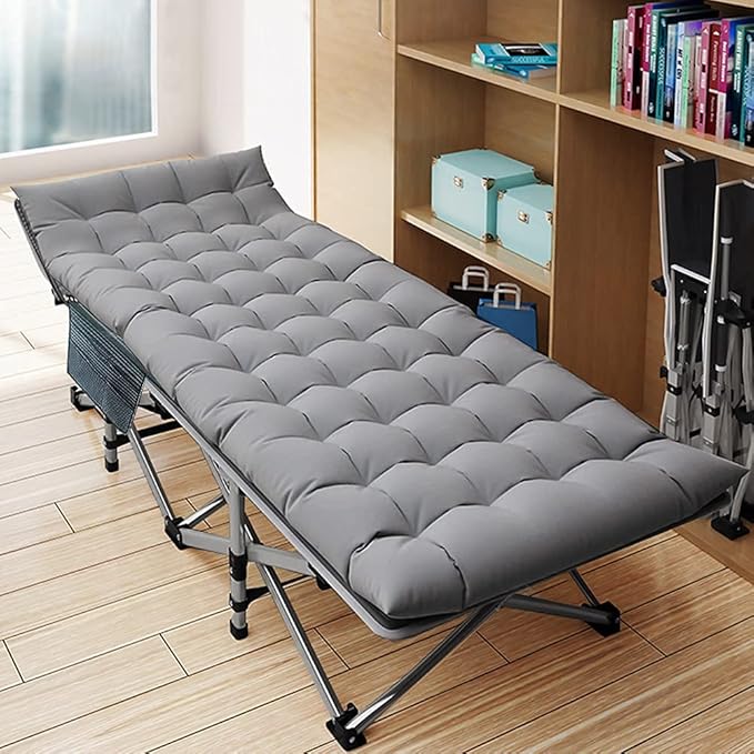 LILYPELLE Folding Camping Cot W/Mattress,XXL Cot Bed, Heavy Duty Wide Camping Cots for Adults, Portable Sleeping Cots Bed for Travel Camping/Office, Home Nap