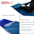 BROWINT Thermolite Sleeping Bag Liner with Zippers for Cold Weather, Lightweight Mummy with Hood & Rectangular Sleep Sack for Adult, Adds Warmth, Thermal Travel Liner, All Season