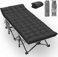 Slendor XXL Camping Cot, Extra Wide Sleeping Cot for Adults, 79" L x 32" W x 19" H Camping Bed with Mattress, Pillow, Carry Bag, Outdoor Bed for Travel, Guest, Gray Cot