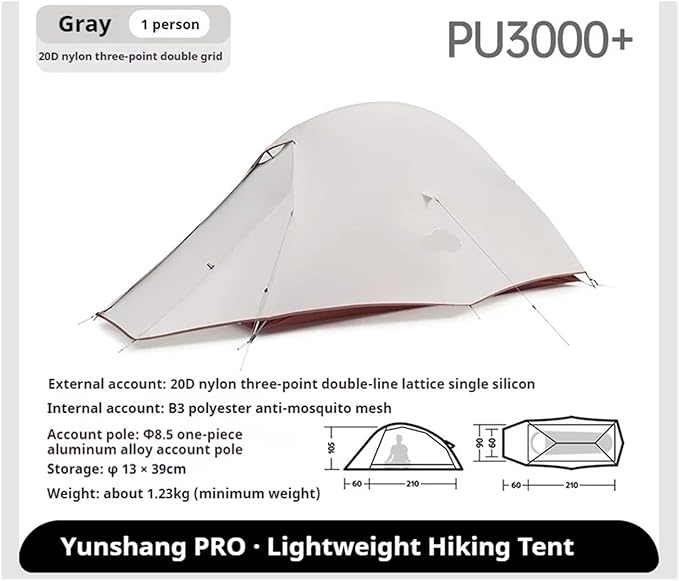 Tent 1/2 Person 20D Nylon Double Layers Ultralight Waterproof Travel Hiking Backpacking Shelter