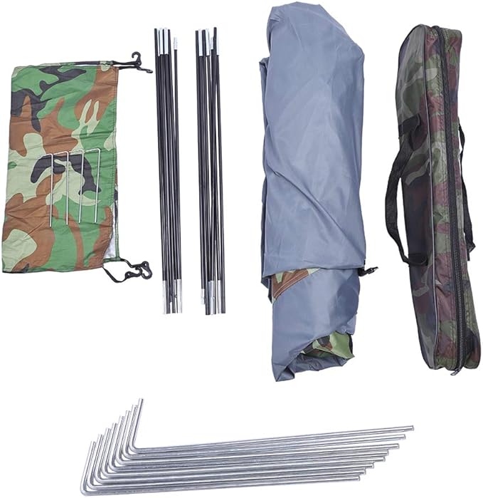 Camouflage 4 Person Camping Dome Tent, Pop-Up Tent with 180T Silver Coated Polyester, Waterproof Nylon Oxford, Fiberglass Poles, for Outdoor Hiking, Fishing, and Camping