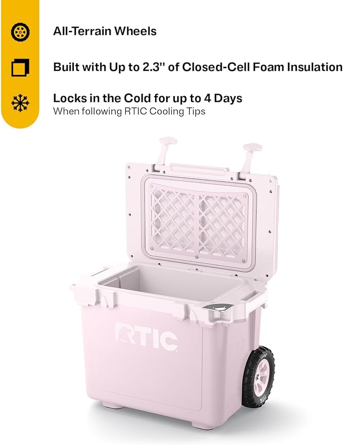 RTIC 22 QT Ultra-Light Wheeled Cooler with Handle, Hard Insulated Portable Ice Chest Box for Beach, Drink, Beverage, Camping, Picnic, Fishing, Boat, Barbecue