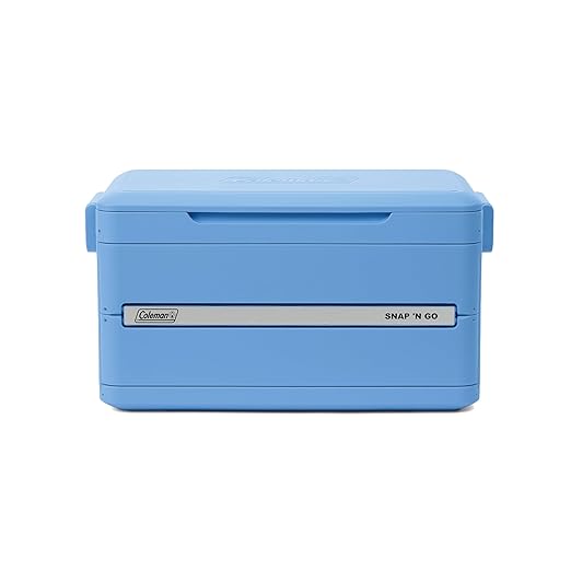 Coleman Snap N Go 35qt Collapsible Hard Cooler, Keeps ice Cold for up to 48 Hours, Holds up to 64 cans, Collapses up to 1/3 its Size, Can Hold up to 200 pounds, Blue Sky