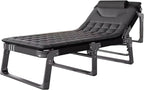 Folding Camping Beds, Camping Bed for Adults with Mattress, Folding Chaise, Portable Sleeping Cot, Foldable Lounge Chair for Outdoor Beach and Pools