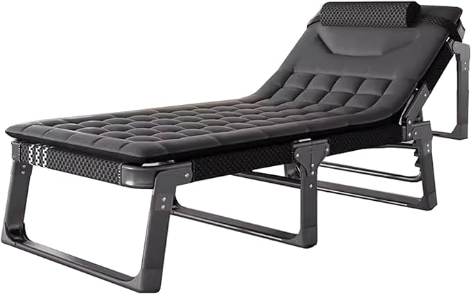 Folding Camping Beds, Camping Bed for Adults with Mattress, Folding Chaise, Portable Sleeping Cot, Foldable Lounge Chair for Outdoor Beach and Pools