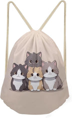 Upetstory Cute Cat Drawstring Backpack Sports Gymsac Drawstring Bag Gym Sack Daily Rucksack String Cinch Sackpack Lightweight Storage Pouch for Travel Hiking Swimming