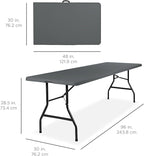 Best Choice Products 8ft Plastic Folding Table, Indoor Outdoor Heavy Duty Portable w/Handle, Lock for Picnic, Party, Pong, Camping - Dark Gray