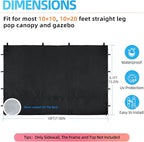 Joramoy Instant Canopy Sidewall 10×10 for Pop Up Tent, Waterproof Sunwall for Straight Leg Canopy with UV Protection, 1 Pack Side Panels Only(10×10, Black)
