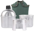 Lixada 3 x Military Canteen Set of 3 Aluminium Cookware Set with Cover for Camping Hiking Backpack