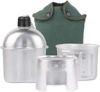 Lixada 3 x Military Canteen Set of 3 Aluminium Cookware Set with Cover for Camping Hiking Backpack