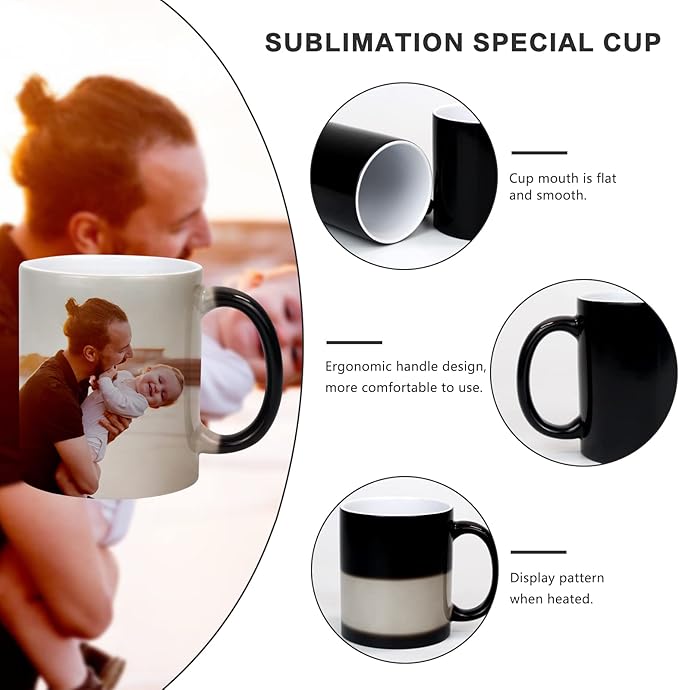 11oz Color Changing Mugs Sublimation Ceramic Coffee Mugs Set of 6 Pcs Mugs Porcelain Espresso CupsMagic Mugs DIY for Coffee Soup Tea Milk Latte Hot Cocoa etc