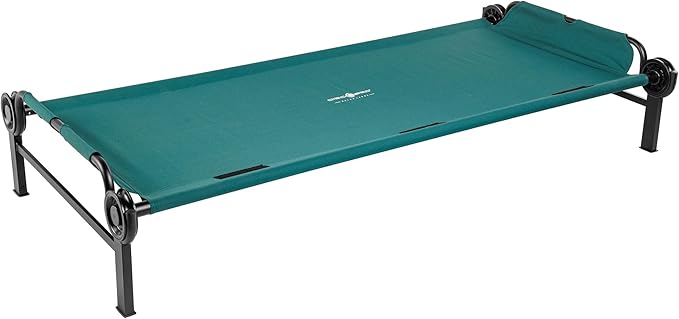 Disc-O-Bed XL Outdoor Modular 1 Person Single Camping Cot Portable Bed with 2 Height Options for Adults, Sleep Solution for Tents, Green