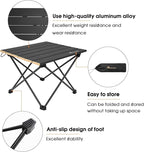 MOON LENCE Ultralight Folding Camping Table, Compact,Portable with Carry Bag, for Outdoor Cooking, Picnic, Camp, Boat, Travel (Black, Gold Side-S)