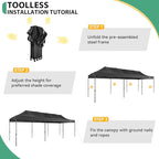 COBIZI 10x20 Commercial Heavy Duty Pop Up Canopy Party Tents for Parties with Sidewalls