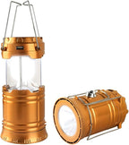 LED Camping Lantern, Solar and Rechargeable Lantern Flashlight Collapsible and Portable Light for Daily/Camp/Hiking/Night Fishing/Emergency/Hurricanes/Storm(1 Pack)