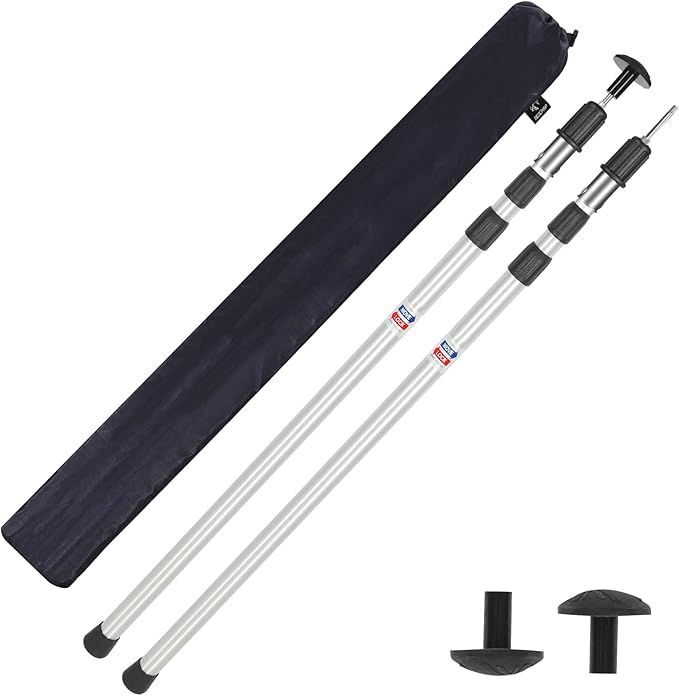 REDCAMP Telescoping Tarp Poles Adjustable, Portable & Lightweight 90" Aluminum Tent Poles for Tarp Shelter, Hammock Rain Fly, Awning - Set of 2