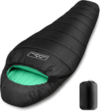 KAMPKEEPER Mummy Sleeping Bag, Cold Weather Camping Sleeping Bag, 32℉ 3-4 Seasons Adults Sleeping Bag, Non-Snag Zipper with Adjustable Hood for Backpacking, Hiking