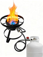 MCAMPAS High Pressure Cast Iron Propane Burner Head with 20 PSI Adjustable Regulator & 4FT Hose, Heavy Duty Replacement for Turkey Fryer Burners, Outdoor Cooking, Camping