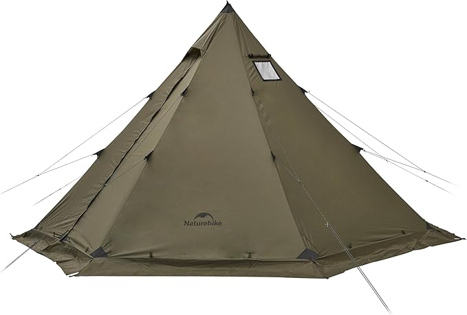 Naturehike Ranch Fire Teepee Tent, Cold Weather Winter Hot Tent with Stove Jack, 4-6 Person Waterproof Windproof 4 Season Tents for Camping