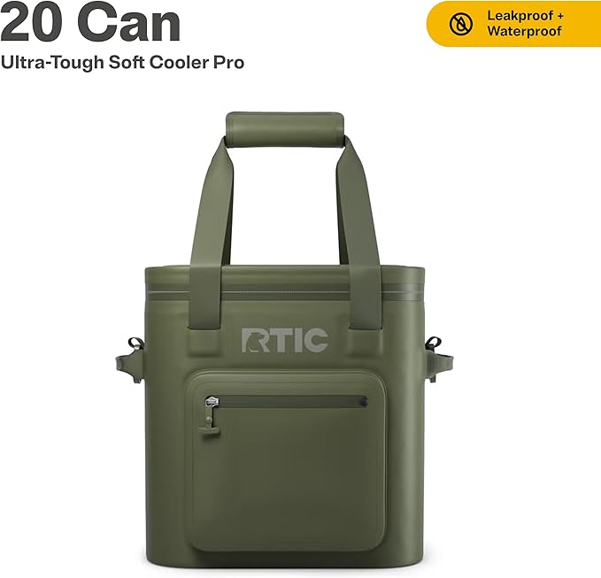 RTIC 20 Can Ultra-Tough Soft Cooler Pro, Insulated, Waterproof, Leak Proof, Portable Floating Bag for Beverage, Drink, Lunch, Outdoor, Beach, Car,Camping, Picnic, Fishing, Boat