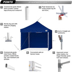 ABCCANOPY Easy Pop Up Canopy Tent with Sidewalls 10x10 Commercial -Series, Navy Blue