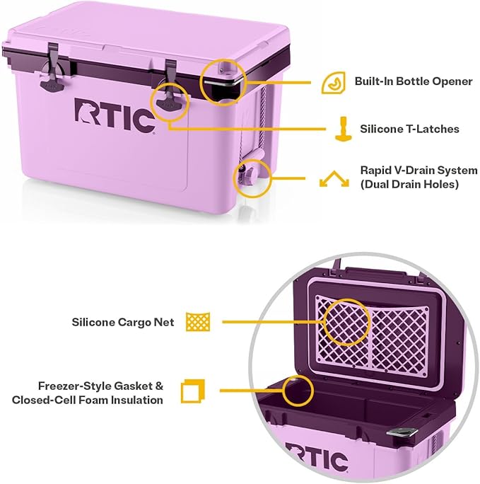 RTIC Ultra-Light 32 Quart Hard Cooler Insulated Portable Ice Chest Box for Drink, Beverage, Beach, Camping, Picnic, Fishing, Boat, Barbecue, 30% Lighter Than Rotomolded Coolers