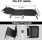 Adult Camping Cot - 220 lbs Capacity, Folding Bed with Mattress, Portable Compact for Indoor/Outdoor/Home/Travel
