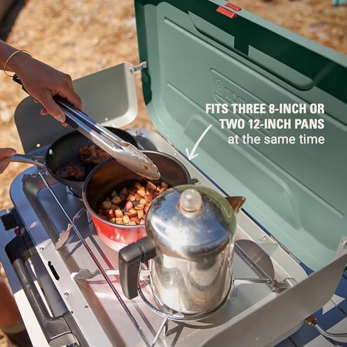 Coleman Cascade 328 3-Burner Camping Stove, Portable Cooktop with 28,000 BTUs, Matchless Lighting, & Dual Wind Guards, Great for Outdoor Cooking, Camping, Tailgating, Grilling, BBQs, & More