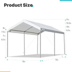 ADVANCE OUTDOOR 10x15 ft Heavy Duty Carport Potable Car Canopy Garage Party Tent Boat Shelter, Adjustable Height from 9.5 ft to 11 ft, White