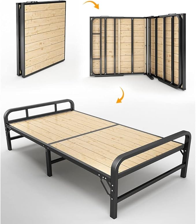 Camping Cot Bed Steel Frame Durable Sponge Rollaway Guest Bed Cot Fold Out Bed - Portable Folding Bed Frame with Thick Memory Foam Mattress Comfortable for Outdoor&Indoor