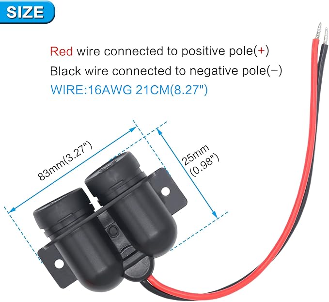 12 V Multifunctional Waterproof Car Modification Dual Cigarette Lighter Splitter Power Sockets Female Power Outlet Replacement for Portable Auto Electronic Devices