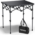 FUNYKICH Folding Camping Table(L26.4''xW22.8''), Aluminum Roll-up Portable Picnic Table with 2 Adjustable Height(17.3'' & 27.6'') for Picnic, Camping, BBQ, Party, Backyard, Beach