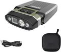 SUNREI 1800mAh Rechargeable 300 Lumen LED Headlamp with Motion Sensor, 5 Light Modes, 120° Rotatable Clip-On Hat Light with Headband, Type-C Port, Ideal for Running, Camping, Hiking, and Work