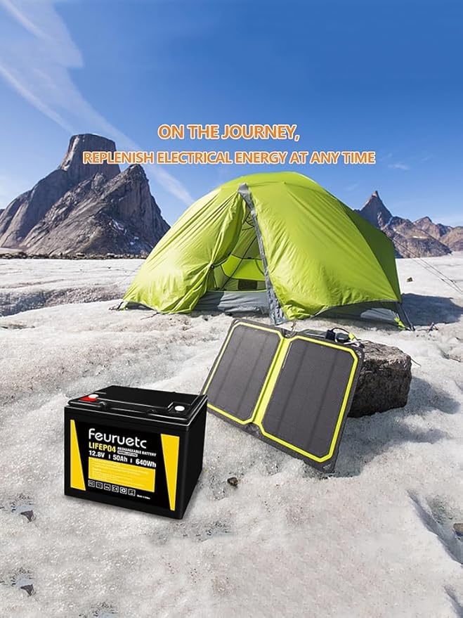 12V 50Ah Lithium Battery - Built-in 50A BMS, 5000+ Deep Cycles LiFePO4 Battery, Perfect for RV, Camping, Home Storage,Trolling Motor,Solar, Power Wheel Chair, Travel Trailer (2 Pack)