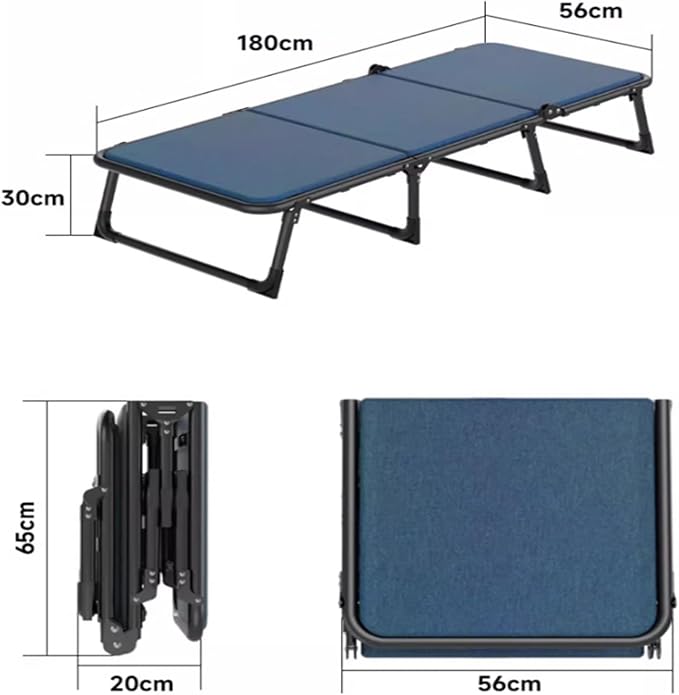 Portable Single Bed with Sponge Mattress, Comfortable Folding Camping Cot Foldable Emergency Sleeping Cot Guest Bed for Outdoor Home Office(Blue,180 * 59 * 30cm)
