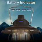 LED Camping Lantern Rechargeable Dimmable, Portable Vintage Outdoor Lantern 2700-6500K Waterproof, Hanging Retro Lamp Indoor Outdoor for Garden, Hiking, Emergency, Black