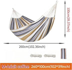 Canvas Single Hammock Thick Durable Striped Indoor Courtyard Camping Swing Chair Hammocks Home Outdoor Furniture(Coffee-M-260X100CM)
