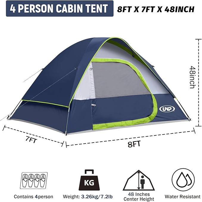 Camping Tent 2-4 Person, Waterproof Windproof Tent with Rainfly Easy Set up-Portable Dome Tents for Camping…