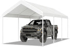 Aoxun 10x20 FT Carport Heavy Duty Car Canopy with Tarp & Wind Resistance Portable Garage Car Tent Outdoor Car Port with Tear Resistant Canopy, No Sidewall - Milky White