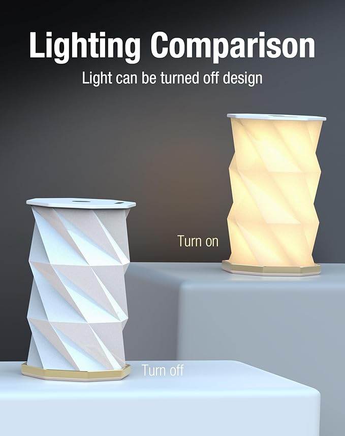 Mothers Day Gifts -Gift for Mom, Portable Folding Table Lamp - Dimmable, Collapsible Paper Lantern for Camping, Emergency & Home Decor, Gifts for Women (White)
